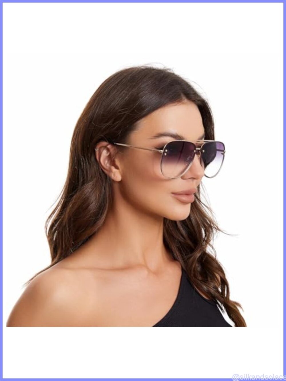 Oversized Aviator Sunglasses Metal Frame UV400 Gradient Lens